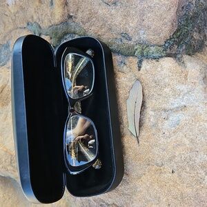 Dolce& Gabbana Stylish Black and Gold Glasses with Case